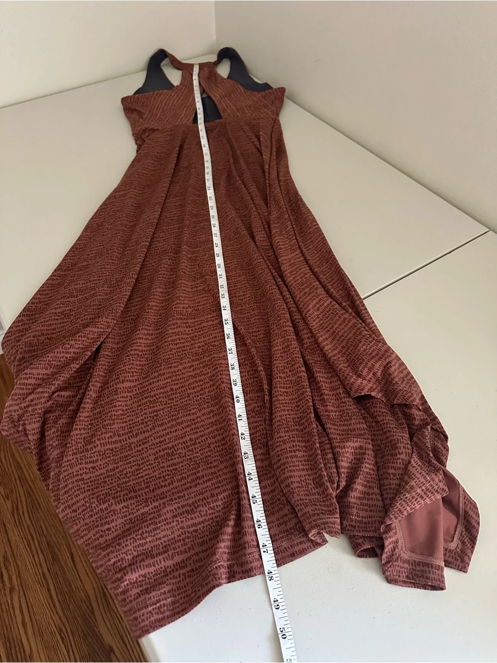 Prana Saxon Dress Muave Racerback Built In Bra M Asymmetrical Handkerchief Hem - Picture 11 of 11